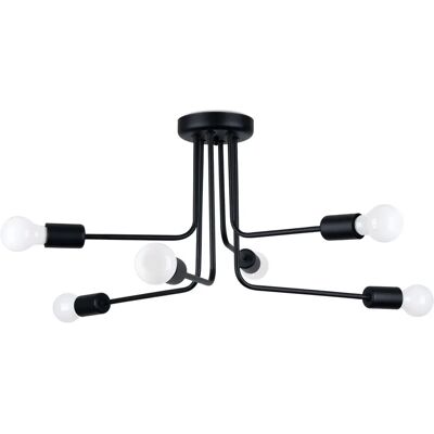 Lumes Czarna sześcioramienna lampa sufitowa loftowa A632 C8-G93 Lumes Czarna sześcioramienna lampa sufitowa loftowa A632 C8-G93