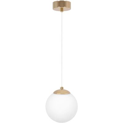 Lumes Złoto-biała lampa wisząca ze szklanym okrągłym kloszem - A675 G1-Z38 Lumes Złoto-biała lampa wisząca ze szklanym okrągłym kloszem - A675 G1-Z38