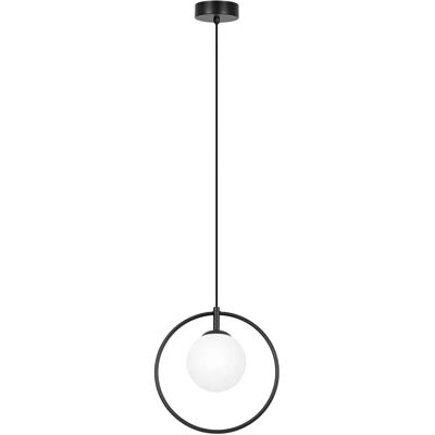 Lumes Czarno-biała lampa wisząca ze szklanym kloszem w okręgu - A691 Z8-F62 Lumes Czarno-biała lampa wisząca ze szklanym kloszem w okręgu - A691 Z8-F62