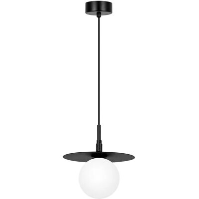 Lumes Czarna lampa wisząca szklana kula z metalowym dyskiem - 4X A692 K7-E96 Lumes Czarna lampa wisząca szklana kula z metalowym dyskiem - 4X A692 K7-E96