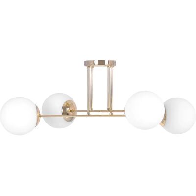 Lumes Złota lampa sufitowa z 4 białymi okrągłymi kloszami - 4X A707 G3-G25 Lumes Złota lampa sufitowa z 4 białymi okrągłymi kloszami - 4X A707 G3-G25