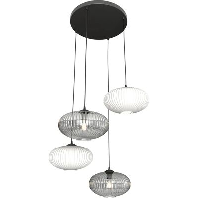 Lumes Nowoczesna lampa wisząca grafit + opal - D175 K0-Z78 Lumes Nowoczesna lampa wisząca grafit + opal - D175 K0-Z78