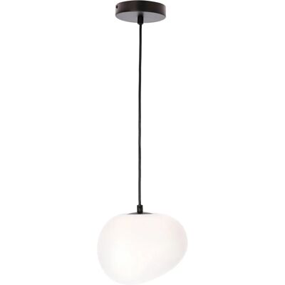 Lumes Loftowa czarna lampa wisząca z mlecznym kloszem 20 cm - D206 M0-A36 Lumes Loftowa czarna lampa wisząca z mlecznym kloszem 20 cm - D206 M0-A36