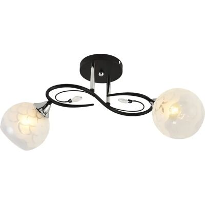 Lumes Czarny żyrandol z dwoma mlecznymi kloszami - V190 G4-F16 Lumes Czarny żyrandol z dwoma mlecznymi kloszami - V190 G4-F16
