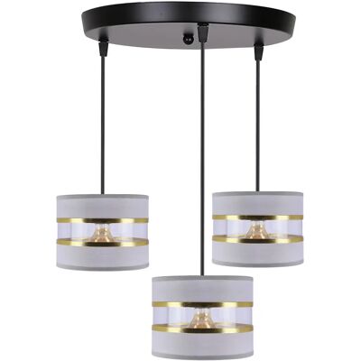 Lumes Szara nowoczesna potrójna lampa wisząca - D256 N1-E57 Lumes Szara nowoczesna potrójna lampa wisząca - D256 N1-E57