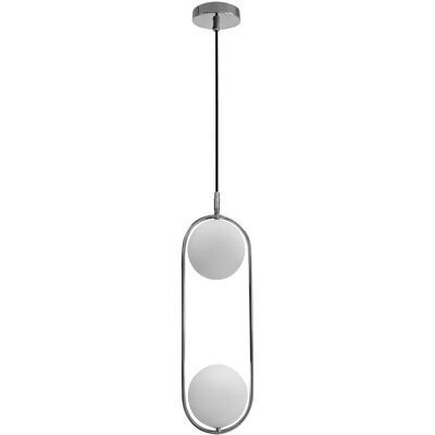 Lumes Srebrna industrialna lampa wisząca z dwoma kloszami - M081 M1-D10 Lumes Srebrna industrialna lampa wisząca z dwoma kloszami - M081 M1-D10