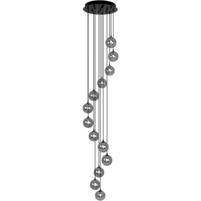 Lumes Długa grafitowa lampa z wiszącymi szklanymi kloszami W0-R44 Lumes Długa grafitowa lampa z wiszącymi szklanymi kloszami W0-R44