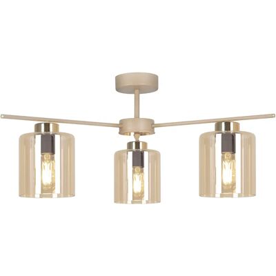 Lumes Lampa sufitowa beżowa z trzema kloszami i beżowym stelażem L6-K37 Lumes Lampa sufitowa beżowa z trzema kloszami i beżowym stelażem L6-K37