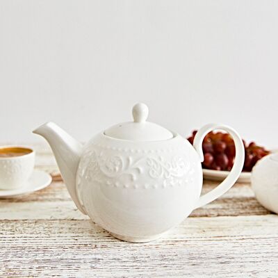 HOMLA Dzbanek SYLIA porcelanowy biały z ornamentem 1 l HOMLA Dzbanek SYLIA porcelanowy biały z ornamentem 1 l