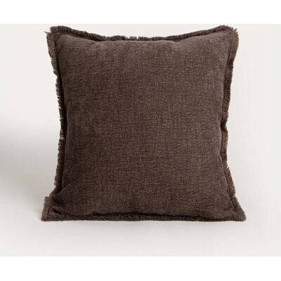 HOMLA Poszewka ZAMBRA z dodatkiem lnu brązowa z frędzlami 45x45 cm HOMLA Poszewka ZAMBRA z dodatkiem lnu brązowa z frędzlami 45x45 cm