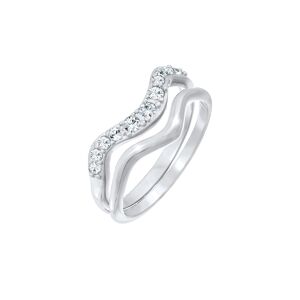 Elli Elli Pierścień Damskie pierścionki do łączenia zestaw 2 częściowy, zakrzywione z kryształami w srebrze 925 Sterling Silver Pierścionki
