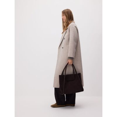 Reserved - Zamszowa torebka shopper z saszetką - ciemnobrązowy - female - Size: ONE SIZE Reserved - Zamszowa torebka shopper z saszetką - ciemnobrązowy - female - Size: ONE SIZE