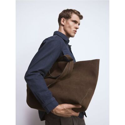 Reserved - Torba shopper z imitacji zamszu - ciemnobrązowy - male - Size: ONE SIZE Reserved - Torba shopper z imitacji zamszu - ciemnobrązowy - male - Size: ONE SIZE