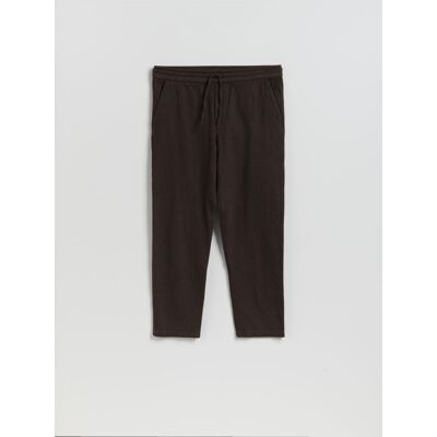 Reserved - Spodnie jogger z lnem - brązowy - male - Size: S,M,L,XL Reserved - Spodnie jogger z lnem - brązowy - male - Size: S,M,L,XL