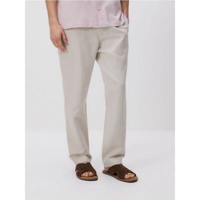 Reserved - Spodnie chino regular z lnem - beżowy - male - Size: XS,S,M,L,XL,XXL Reserved - Spodnie chino regular z lnem - beżowy - male - Size: XS,S,M,L,XL,XXL