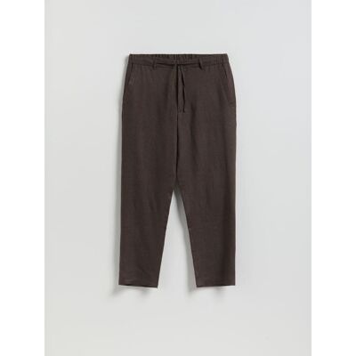 Reserved - Lniane spodnie chino straight - ciemnobrązowy - male - Size: S,M,L,XL Reserved - Lniane spodnie chino straight - ciemnobrązowy - male - Size: S,M,L,XL
