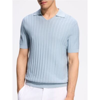 Reserved - Bawełniany sweter polo - jasnoniebieski - male - Size: S,M,L,XL Reserved - Bawełniany sweter polo - jasnoniebieski - male - Size: S,M,L,XL