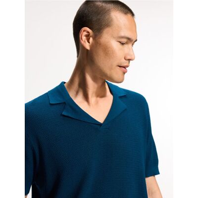 Reserved - Strukturalny sweter polo - niebieski - male - Size: S,M,L,XL,XXL Reserved - Strukturalny sweter polo - niebieski - male - Size: S,M,L,XL,XXL