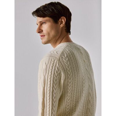 Reserved - Sweter z wełną merino - złamana biel - male - Size: S,M,L,XL Reserved - Sweter z wełną merino - złamana biel - male - Size: S,M,L,XL