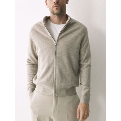 Reserved - Rozpinany sweter z wełną - beżowy - male - Size: S,M,L,XL Reserved - Rozpinany sweter z wełną - beżowy - male - Size: S,M,L,XL
