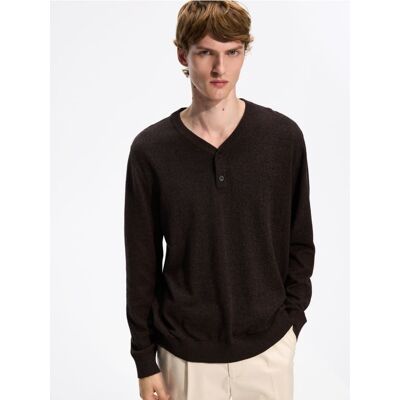 Reserved - Sweter z bawełny - ciemnobrązowy - male - Size: S,M,L,XL,XXL Reserved - Sweter z bawełny - ciemnobrązowy - male - Size: S,M,L,XL,XXL