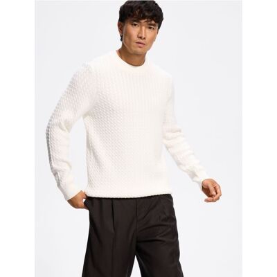 Reserved - Strukturalny sweter z bawełny - biały - male - Size: S,M,L,XL,XXL Reserved - Strukturalny sweter z bawełny - biały - male - Size: S,M,L,XL,XXL