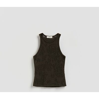 Reserved - Crochetowy top w autorski wzór - ciemnozielony - female - Size: S,M,L Reserved - Crochetowy top w autorski wzór - ciemnozielony - female - Size: S,M,L