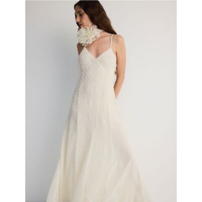 Reserved - Sukienka maxi z kreszowanej tkaniny - złamana biel - female - Size: XS,S,M,L Reserved - Sukienka maxi z kreszowanej tkaniny - złamana biel - female - Size: XS,S,M,L