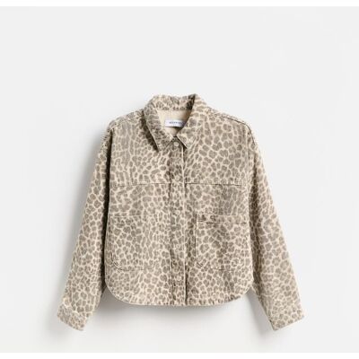 Reserved - Jeansowa kurtka w panterkę - beżowy - female - Size: XS,S,M,L,XL Reserved - Jeansowa kurtka w panterkę - beżowy - female - Size: XS,S,M,L,XL