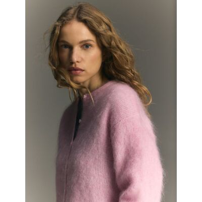 Reserved - Kardigan z wełną i moherem - różowy - female - Size: XS,S,M,L,XL Reserved - Kardigan z wełną i moherem - różowy - female - Size: XS,S,M,L,XL