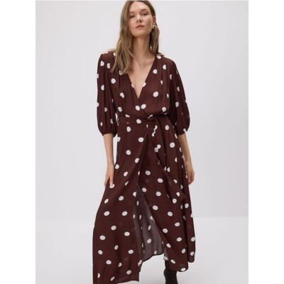 Reserved - Sukienka maxi w groszki - brązowy - female - Size: XS,S,M,L,XL Reserved - Sukienka maxi w groszki - brązowy - female - Size: XS,S,M,L,XL