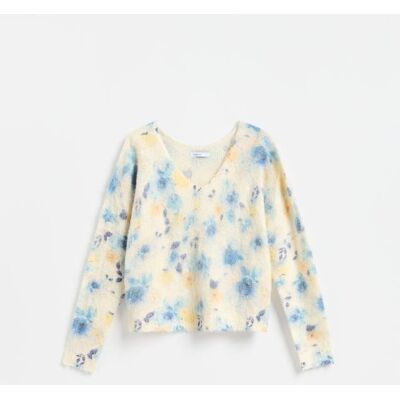 Reserved - Wzorzysty sweter - jasnoniebieski - female - Size: S,M,L,XL Reserved - Wzorzysty sweter - jasnoniebieski - female - Size: S,M,L,XL