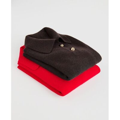 Reserved - Wełniany sweter z kołnierzem - ciemnobrązowy - female - Size: XS,S,M,L,XL Reserved - Wełniany sweter z kołnierzem - ciemnobrązowy - female - Size: XS,S,M,L,XL