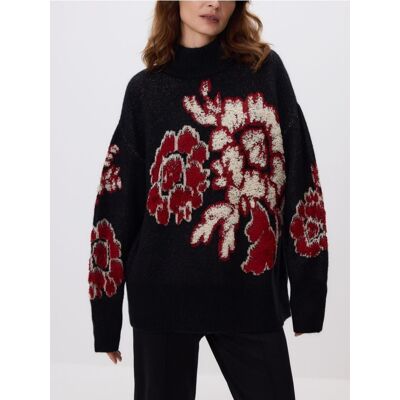 Reserved - Wzorzysty sweter z wełną - czarny - female - Size: XS,S,M,L,XL Reserved - Wzorzysty sweter z wełną - czarny - female - Size: XS,S,M,L,XL