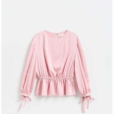 Reserved - Bluzka z ozdobnymi wiązaniami - pastelowy róż - female - Size: XS,S,M,L,XL Reserved - Bluzka z ozdobnymi wiązaniami - pastelowy róż - female - Size: XS,S,M,L,XL