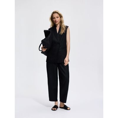 Reserved - Lniane spodnie barrel leg - czarny - female - Size: XS,S,M,L,XL Reserved - Lniane spodnie barrel leg - czarny - female - Size: XS,S,M,L,XL