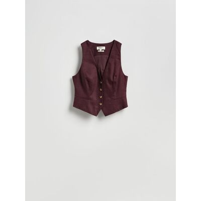 Reserved - Lniana kamizelka - mahoniowy - female - Size: XS,S,M,L,XL Reserved - Lniana kamizelka - mahoniowy - female - Size: XS,S,M,L,XL