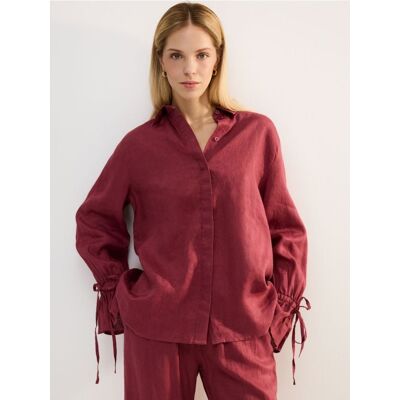 Reserved - Lniana koszula z wiązaniami - brudny róż - female - Size: XS,S,M,L,XL Reserved - Lniana koszula z wiązaniami - brudny róż - female - Size: XS,S,M,L,XL