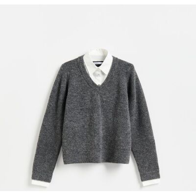 Reserved - Sweter z domieszką alpaki - ciemnoszary - female - Size: XS,S,M,L,XL,XXL Reserved - Sweter z domieszką alpaki - ciemnoszary - female - Size: XS,S,M,L,XL,XXL