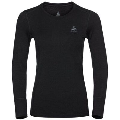 ODLO NATURAL 100 MERINO WARM SUW TOP CREW LS - BLACK - Woman ODLO NATURAL 100 MERINO WARM SUW TOP CREW LS - BLACK - Woman