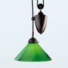 Berliner Messinglampen Lampa wisząca Jonas antyczne kolory, zielony klosz