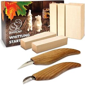 Zestaw Do Rzeźbienia Figurek - 2 Noże I Zestaw Klocków Lipowych Beaver Craft S16 Zestaw Do Rzeźbienia Figurek - 2 Noże I Zestaw Klocków Lipowych Beaver Craft S16