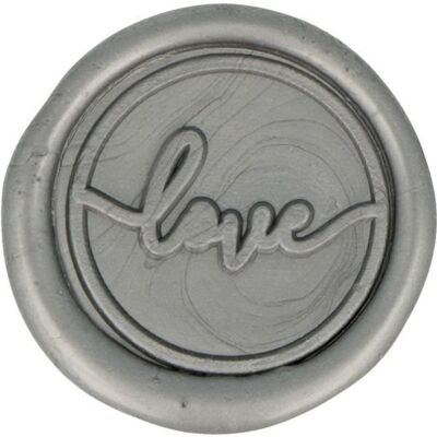 Artemio 10 srebrnych pieczęci woskowych naklejanych Love 25 mm Artemio 10 srebrnych pieczęci woskowych naklejanych Love 25 mm