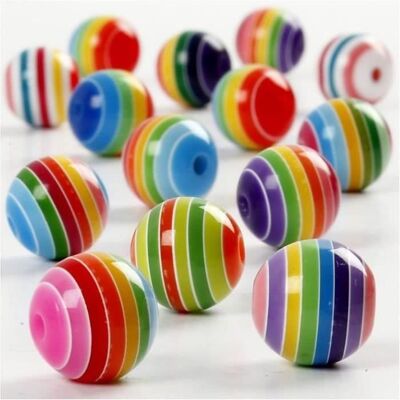 Youdoit 100 koralików z żywicy w paski Ø 12 mm - wielokolorowe Youdoit 100 koralików z żywicy w paski Ø 12 mm - wielokolorowe