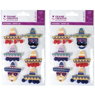 Creative 12 naklejek 3D - Meksykańskie kapelusze Sombreros 5,5 cm Creative 12 naklejek 3D - Meksykańskie kapelusze Sombreros 5,5 cm