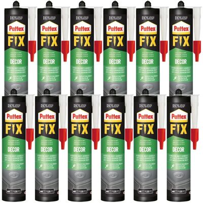 Henkel Klej montażowy PATTEX Fix Decor, 12 szt. - 380g wodoodporny do wnętrz drewno ceramika płyta styropian elastyczny Henkel Klej montażowy PATTEX Fix Decor, 12 szt. - 380g wodoodporny do wnętrz drewno ceramika płyta styropian elastyczny