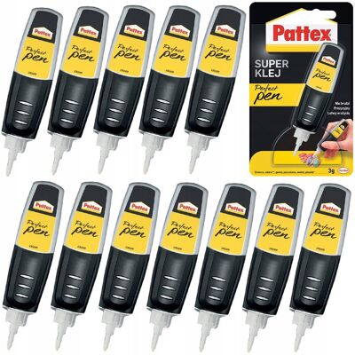 Super klej PATTEX Perfect Pen, 12 szt. - 3 g precyzyjny aplikator szybkoschnący bezbarwny uniwersalny wodoodporny Super klej PATTEX Perfect Pen, 12 szt. - 3 g precyzyjny aplikator szybkoschnący bezbarwny uniwersalny wodoodporny