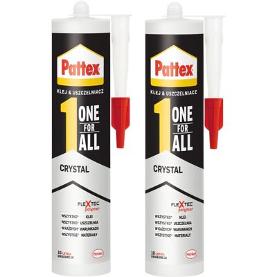 Henkel Klej uszczelniający PATTEX ONE FOR ALL Crystal, 2 szt. - 290g przezroczysty wodoodporny elastyczny do drewna metalu szkła betonu zewnętrzny wewnętrzny Henkel Klej uszczelniający PATTEX ONE FOR ALL Crystal, 2 szt. - 290g przezroczysty wodoodporny elastyczny do drewna metalu szkła betonu zewnętrzny wewnętrzny