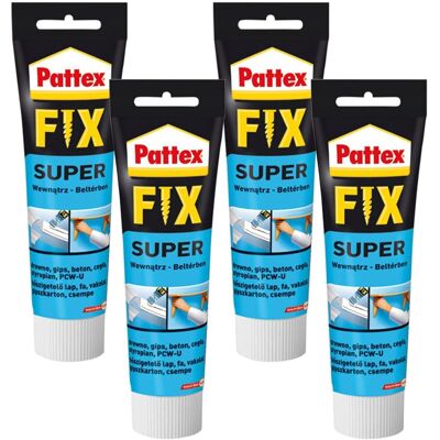 Henkel Klej montażowy PATTEX FIX Super, 4 szt. - 50g wodoodporny elastyczny do drewna ceramiki cegły gipsu Henkel Klej montażowy PATTEX FIX Super, 4 szt. - 50g wodoodporny elastyczny do drewna ceramiki cegły gipsu
