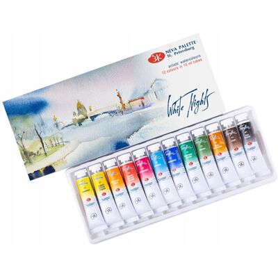 Inny producent Akwarele Białe Noce w tubkach 10 ml 12 kolorów Inny producent Akwarele Białe Noce w tubkach 10 ml 12 kolorów